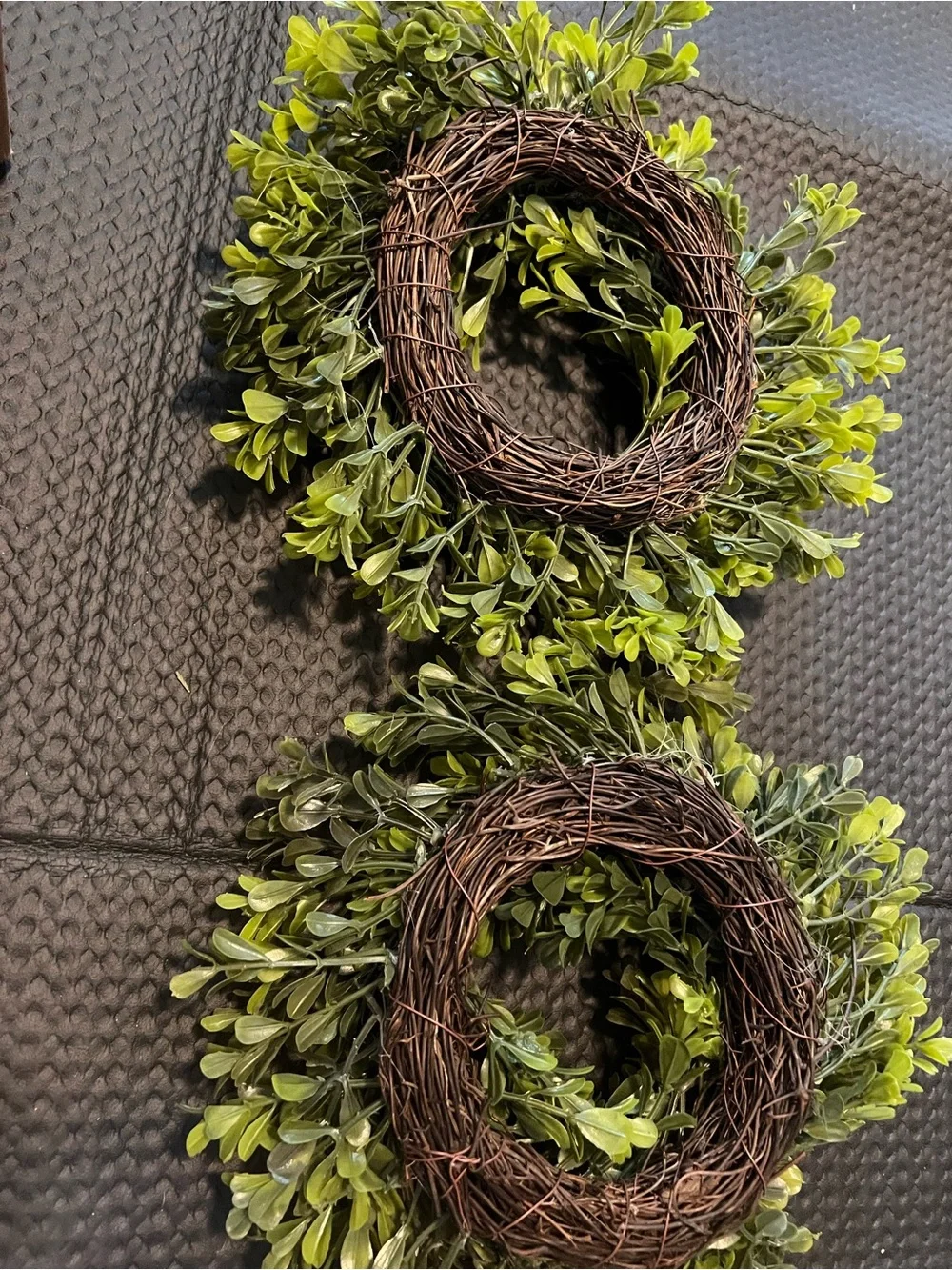 Green Boxwood Decorative Wreaths - Set of 2